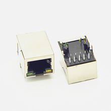 RJ45千兆平行带灯带屏蔽  90度插件网络连接器插头插座现货出售
