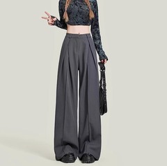 2025春夏の新型灰色スーツのズボンの女性の大きいサイズの垂れ込み感があります。