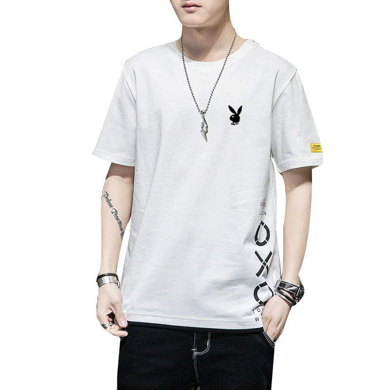 Base body-friendly silk short sleeve T-shirt with a round collar
