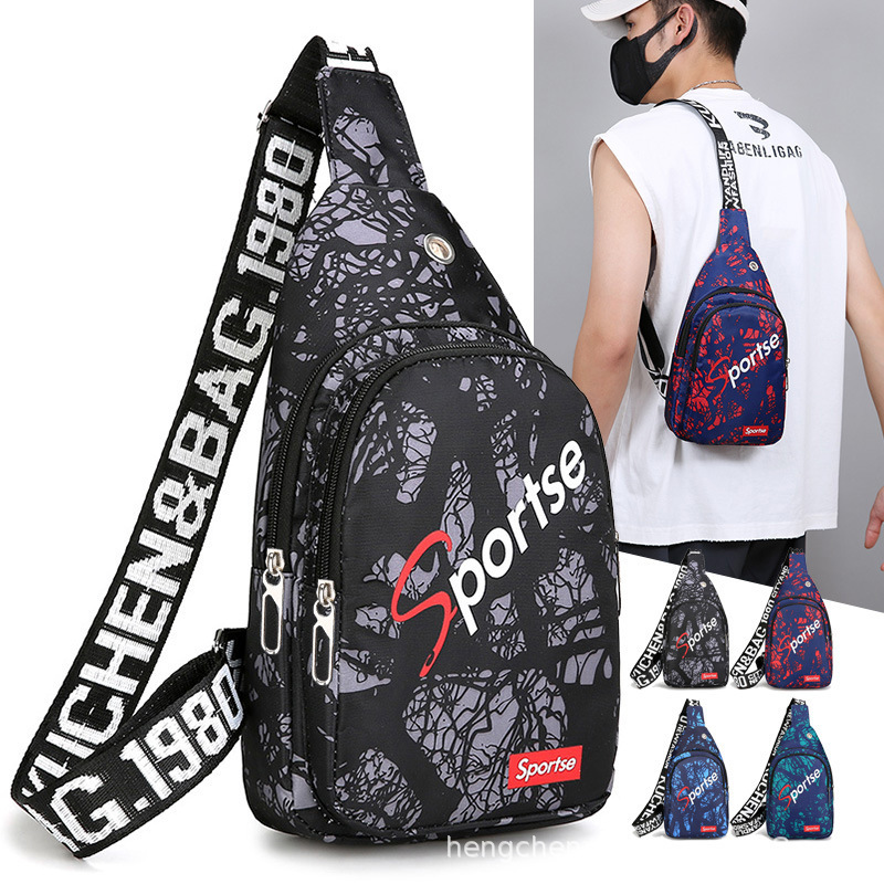 Color Chest Bag Casual Trendy Lovers Backpack Wide Shoulder Strap Single Shoulder Bag Korean Style Men's Chest Bag Sports Crossbody Bag