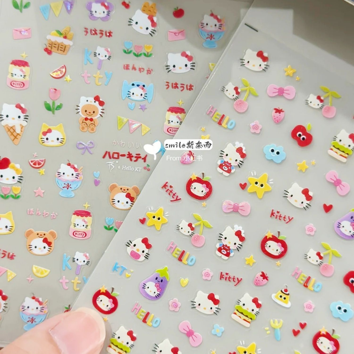Cute fruit headgear new Kitty nail art stickers red apple Kitty DIY pen holder water cup CCD nail stickers