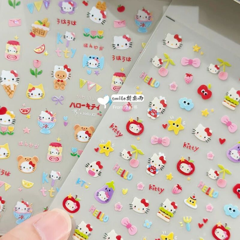 Cute fruit headgear new Kitty nail art stickers red apple Kitty DIY pen holder water cup CCD nail stickers