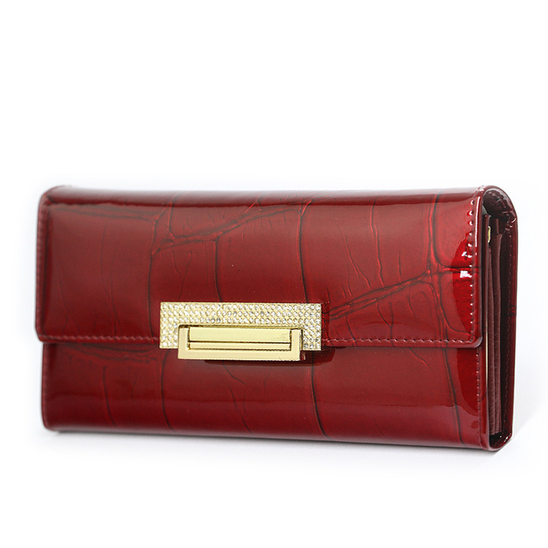 Women's Genuine Leather Patent Leather Stone Pattern Wallet New Buckle Multi-Function Multi-Card Slot Coin Purse Clutch Bag Foreign Trade Women's Genuine Leather Patent Leather Stone Pattern Wallet New Buckle Multi-Function Multi-Card Slot Coin Purse Clutch Bag Foreign Trade