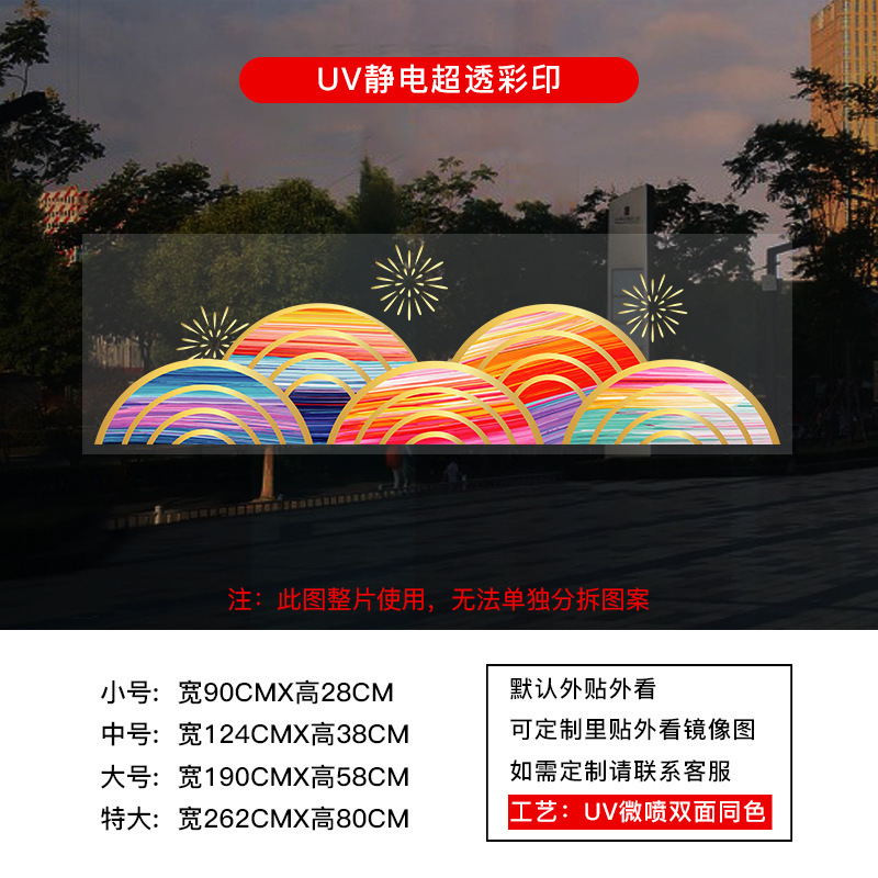 新年马年2026春节过年元旦贴纸窗花厨房玻璃门UV静电贴纸装饰布置|undefined