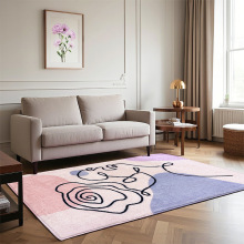 跨境几何现代卧室床边毯客厅耐脏地毯仿羊绒防滑家用茶几毯地垫