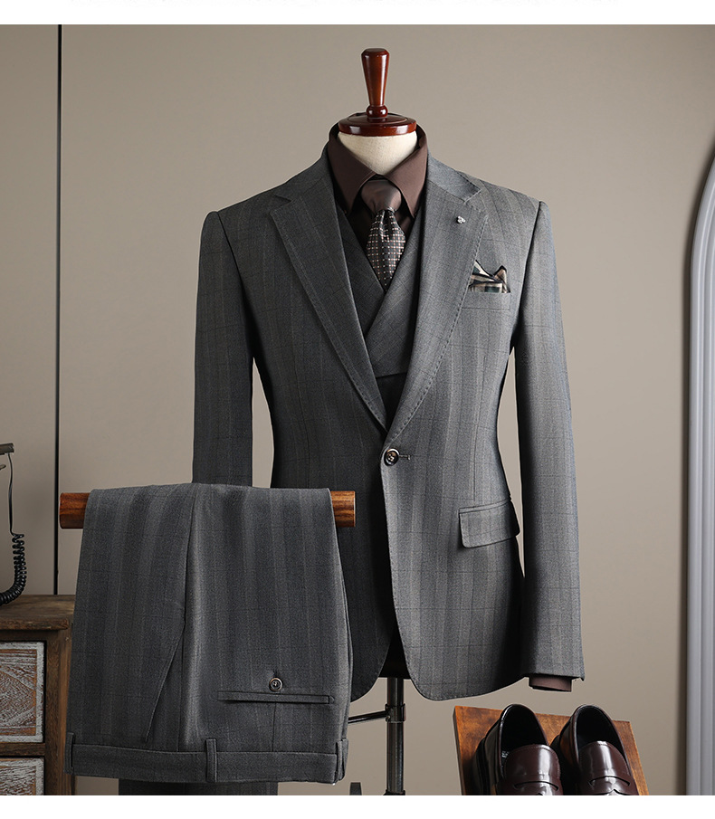 Men's Slim Fit Plaid Single Breasted Blazer For Wedding Formal_voghion.com