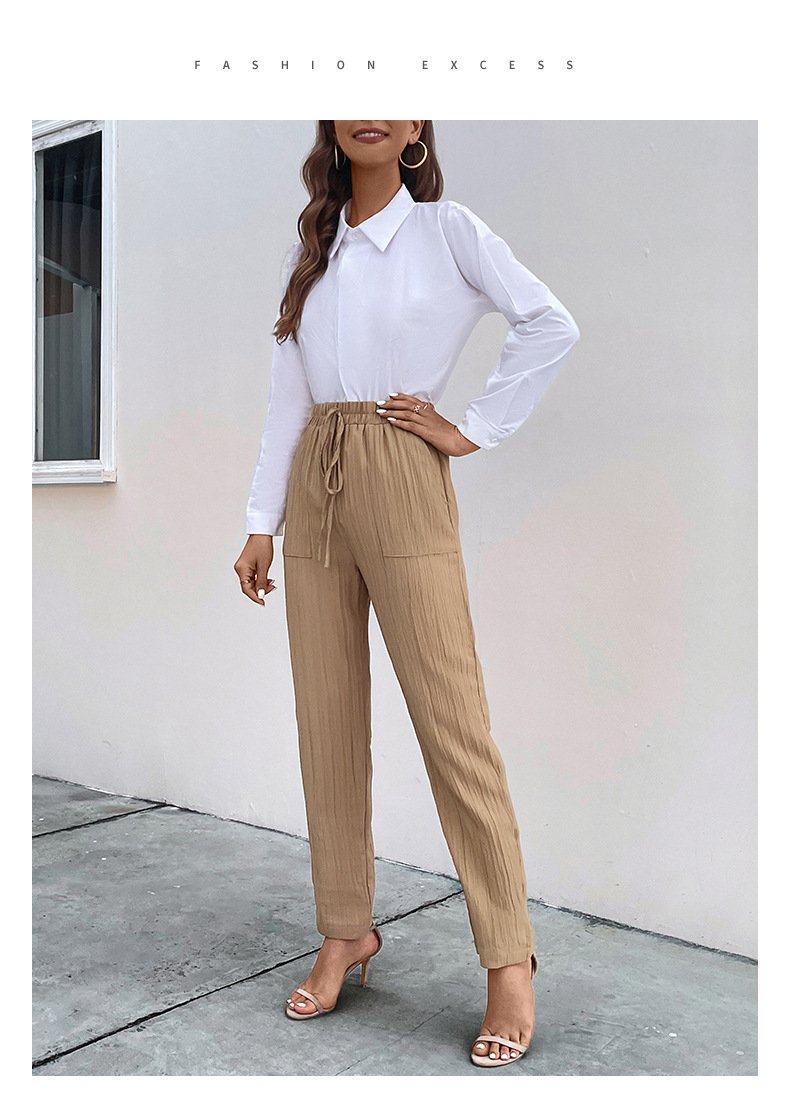 nye højtaljede bukser fritidsbukser casual kvinders plisserede damebukser_voghion.com