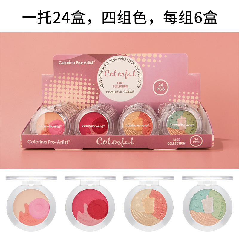 Maquillaje gradiente en relieve rubor transfronterizo perlado colorete mate en polvo bandeja de rubor cosméticos de belleza al por mayor