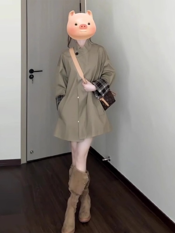卡其色风衣外套女小个子2025新款初秋设计感超好看英伦风短款大衣|undefined