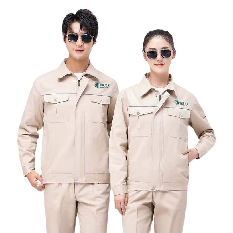 Костюм рабочей одежды Весна и осень из чистого хлопка с длинными рукавами Мужская износостойкая электросварка Энергетика Государственная сеть Антистатическая одежда для охраны труда