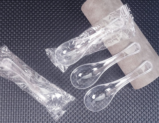 ♔ Disposable Spoons Individually Packaged Thickened Plastic Transparent Spoons Takeaway Packaged Dessert Spoons