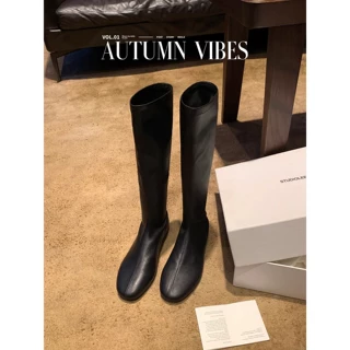 找工厂现货！葡萄妈同款圆头柔软内增高弹力瘦瘦包腿靴百搭高筒靴