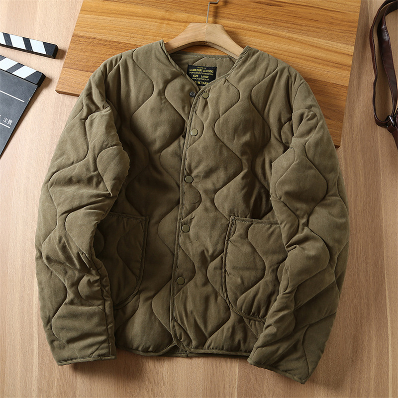 Amei Khaki Vintage 65 Lined Cotton-Padded Jacket for Men, Quilted Hunting Jacket, Autumn and Winter Workwear Coat for Men Amei Khaki Vintage 65 Lined Cotton-Padded Jacket for Men, Quilted Hunting Jacket, Autumn and Winter Workwear Coat for Men