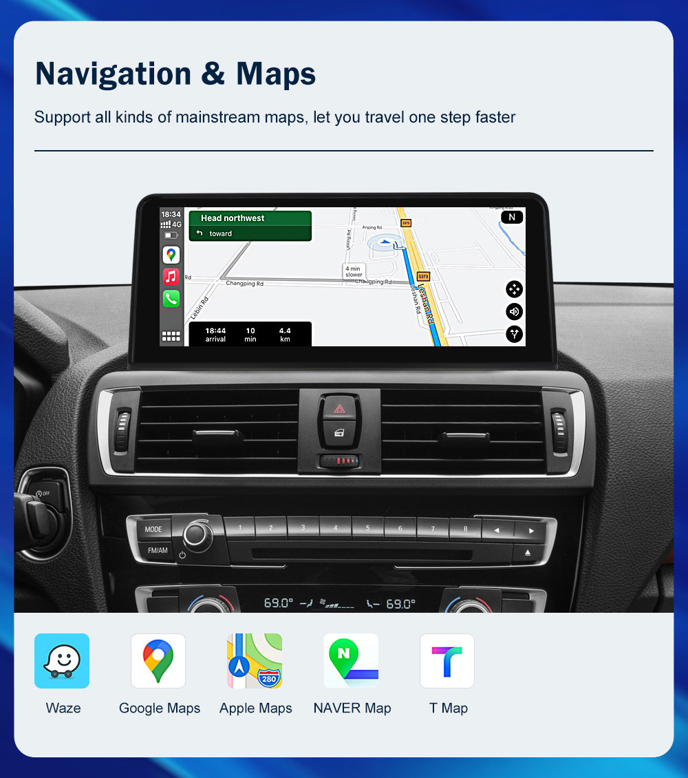 10.25'' Car Multimedia Display for Bmw 1/2 Series Nbt System Bluetooth Wireless Carplay