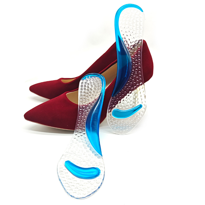 Zapatos de tacón alto gel soporte de arco engrosado almohadilla de siete puntos transparente masaje amortiguador almohadilla de arco almohadilla de pie plana para mujer