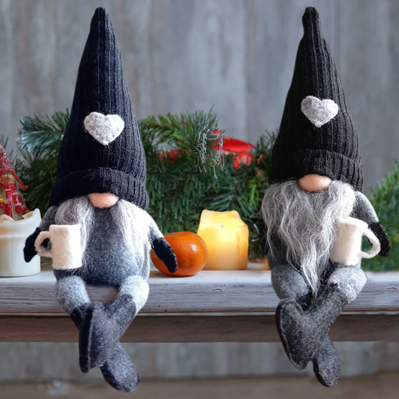 Muñeca de punto transfronterizo sin cara cuelga piernas café molino a mano decoraciones navideñas decoración doméstica