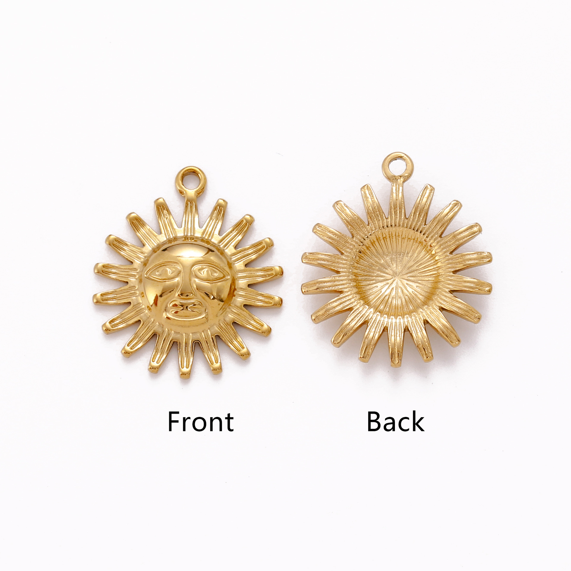 Ion Plating (IP) Gold Plating Process Pendant Jewelry Making Type 1 Piece 23mm 304 Stainless Steel Ion Plating (IP) Sun Smiley Face Pendant DIY Jewelry Accessories Bracelets Earrings