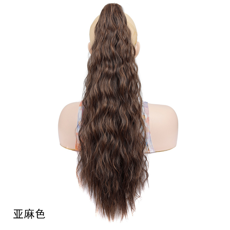 クロスボーダーアフリカコーンパーマロングカーリーヘア化学繊維ウィッグナチュラルクリップオンポニーテールナチュラルウールカーリーハイポニーテール|undefined