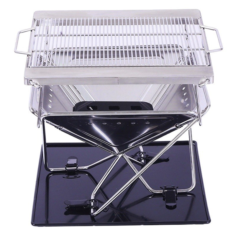 Amazon Outdoor Stainless Steel Folding Barbecue Grill Portable Wood Stove Barbecue Grill Charcoal Stove Fire Table Custom Wholesale