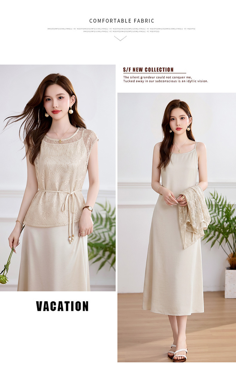 Đầm maxi nữ hai dây thắt eo thanh lịch mùa hè JX2619 — màu xám, màu mơ chi tiết 23