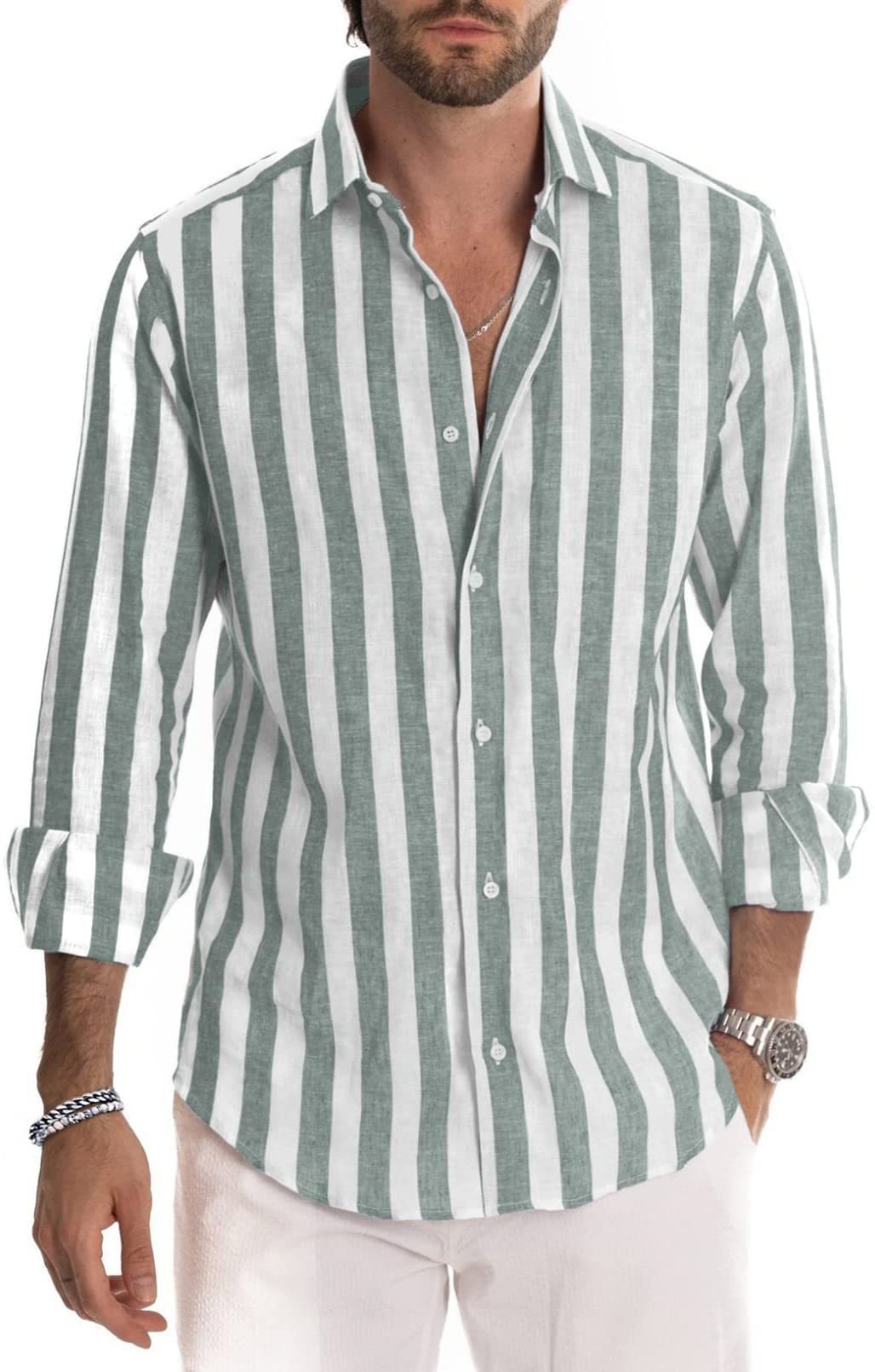 Men's Stripe Blouse Men's Clothing display picture 7