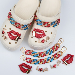 Cross-border popular cros hole shoes diy decorations ins lip accessories detachable chain accessories shoes flower suit
