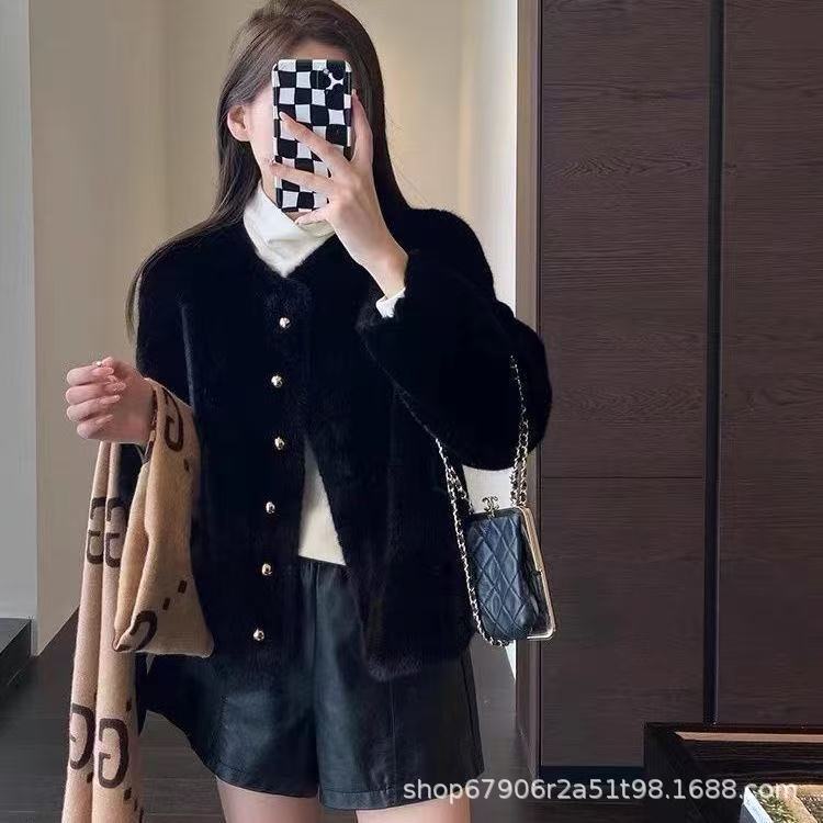 奶呼呼～保暖毛绒绒仿貂绒皮草外套厚大衣女2025秋冬新款602773|undefined