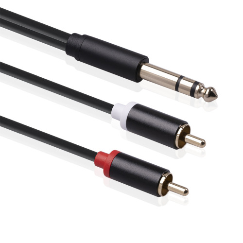 Full copper high fidelity 6.35mm plug to dual RCA male audio cable 6.5 to dual phono Y-splitter adapter