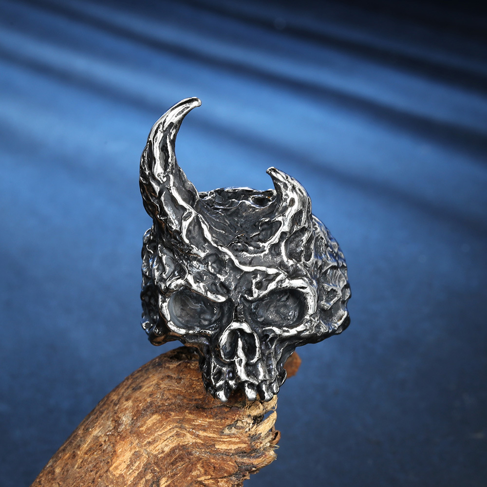 30g Weight Rings Classification Punk Skull Titanium Steel Polishing Halloween Men'S Rings
