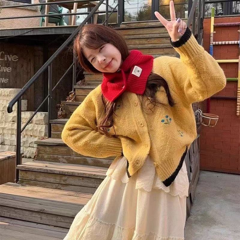 法式小香风重工刺绣 针织短款秋冬季新款 设计感洋气减龄百搭毛衣|undefined