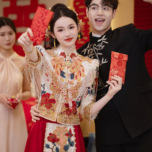 Jinyuer Heavy Industry Xiuhe Wedding Dress 2025 New Chinese Style Bride Wedding Toasting Dress Outing Dress Phoenix Crown