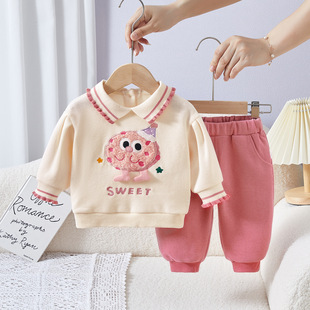 Children's suit Autumn New Girl's Clothes Children's Strawberry Bear Two-Piece Korean Style Girl's suit