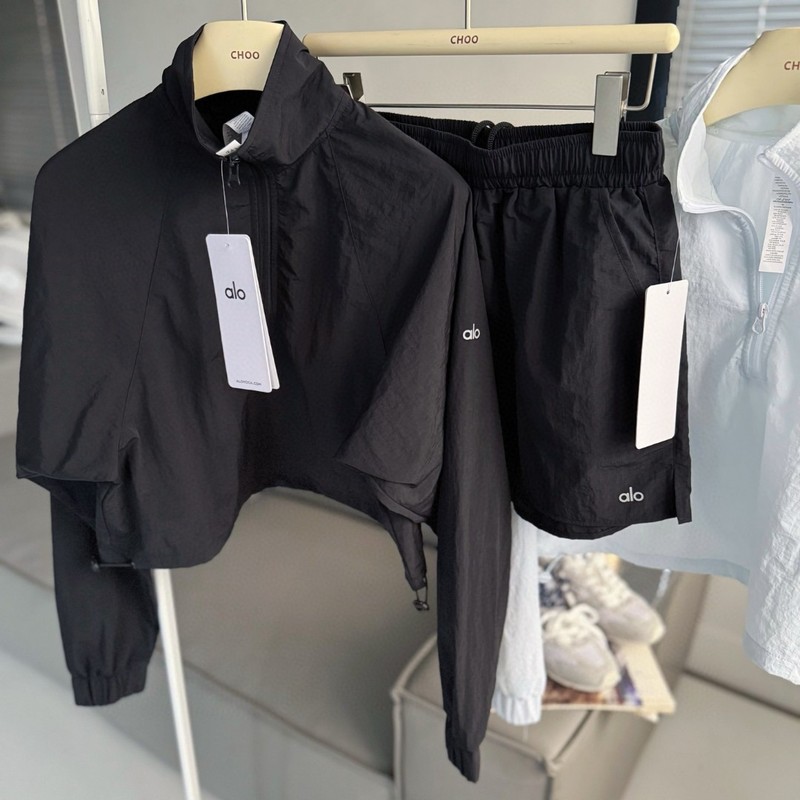 Alo 日焼け止めジャケット ショートパンツ ハーフジップ スリム 速乾 カジュアル ルーズ ランニング スポーツ 日焼け止めスーツの正しいバージョン|undefined