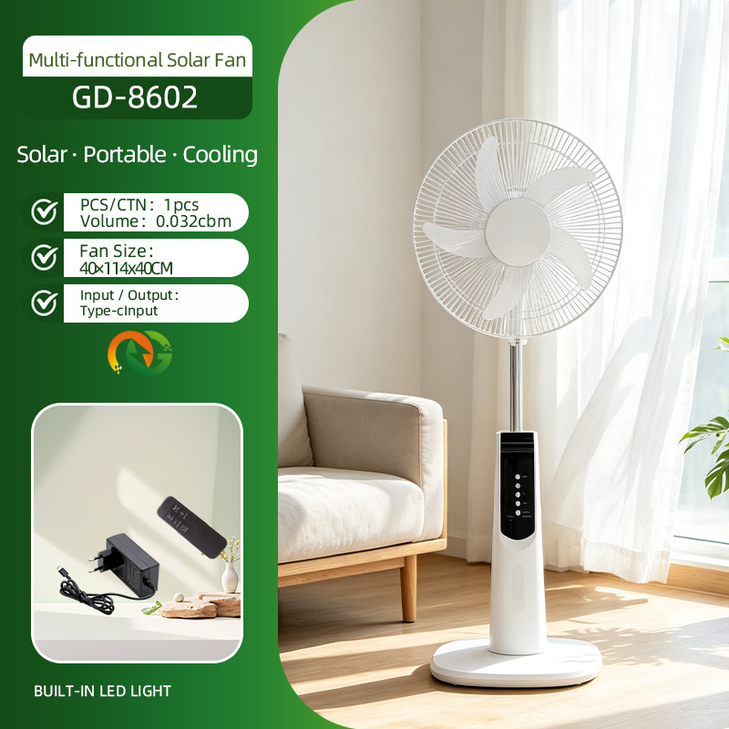 Nuevos productos transfronterizos ventilador solar doméstico de 16 pulgadas ventilador vertical de control remoto ventilador solar vertical