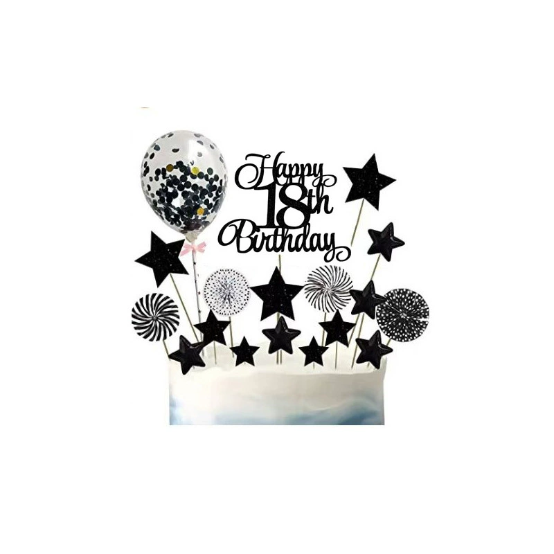 Тематический костюм черного века Блестящие звезды Любовь Торт ко дню рождения Бумажный вентилятор 5 дюймов Воздушный шар Украшение торта
