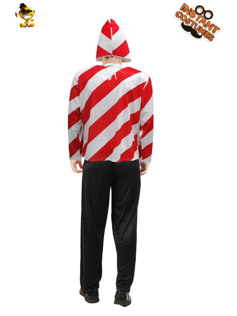 Traje de juego de bastón de caramelo para hombre de Navidad Traje de actuación en el escenario Traje de actuación COSPLAY Traje de rol