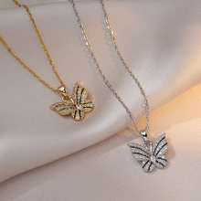 项链女网红小红薯闪钻蝴蝶锆石小众时尚新款设计感吊坠气质锁骨链