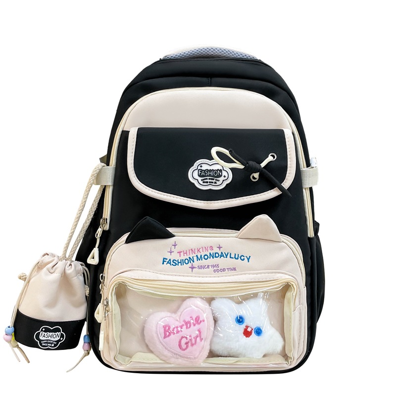 Bolsa de dolor transparente japonesa, mochila escolar ins, mochila de color de contraste para estudiantes de secundaria para niñas, mochila ligera y de gran capacidad para estudiantes