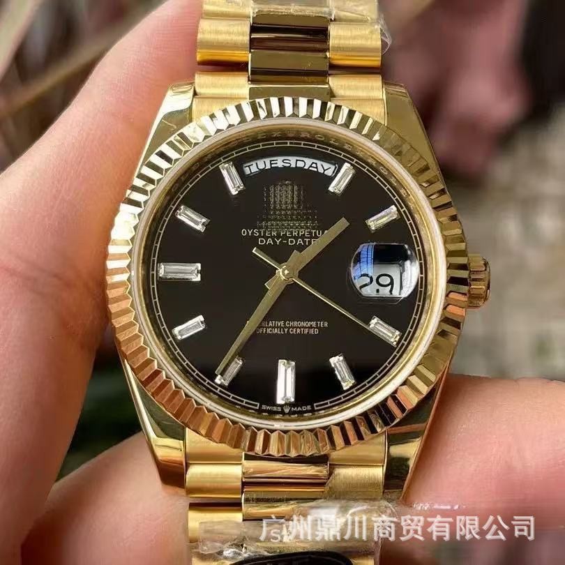Doble cabeza Aliexpress semana doble calendario diario de escala romana relojes de azúcar negro relojes mecánicos para hombres