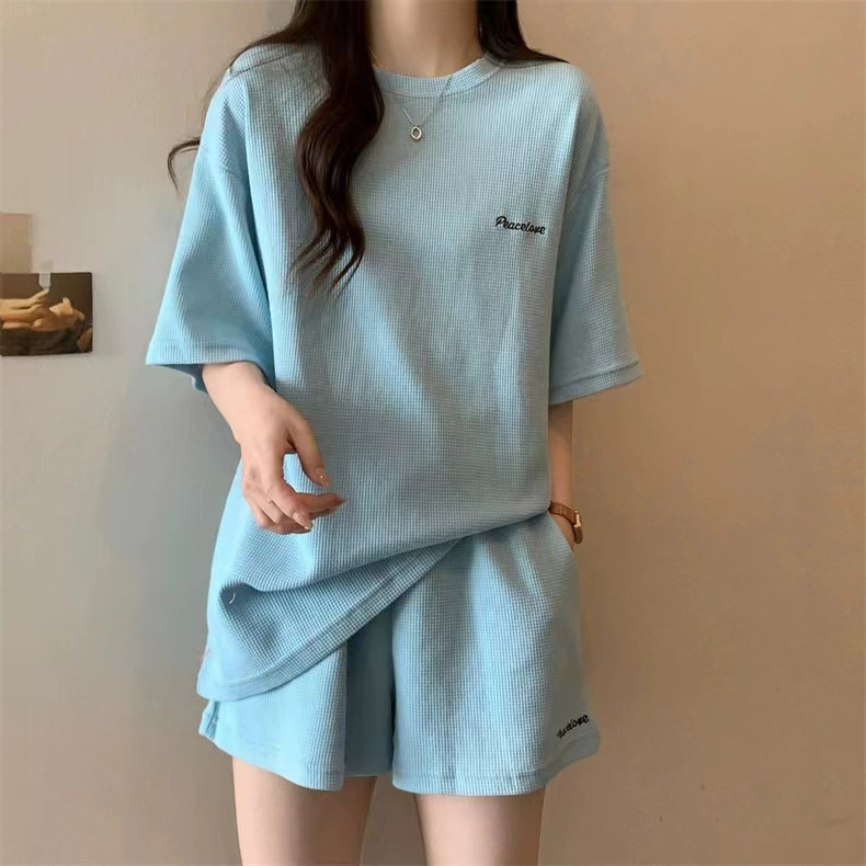 Women's Summer Sports Set 2Pc New Style T-Shirt And Shorts Two Piece Versatile Loose Fit Slimming Casual And Stylish_ecoleips.com