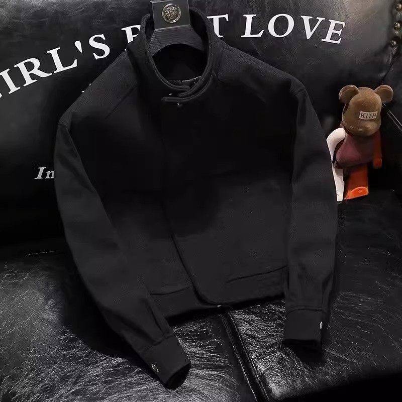 Chaqueta de lana de alta gama primavera para hombres nueva marca de moda versión coreana de la chaqueta gruesa de lana corta de moda