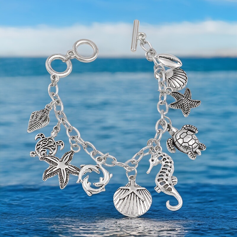 Temu Cross-border Explosive Turtle Starfish Shell Bracelet Handmade Vintage Men's and Women's Marine Life Bracelet Bracelet Accessories