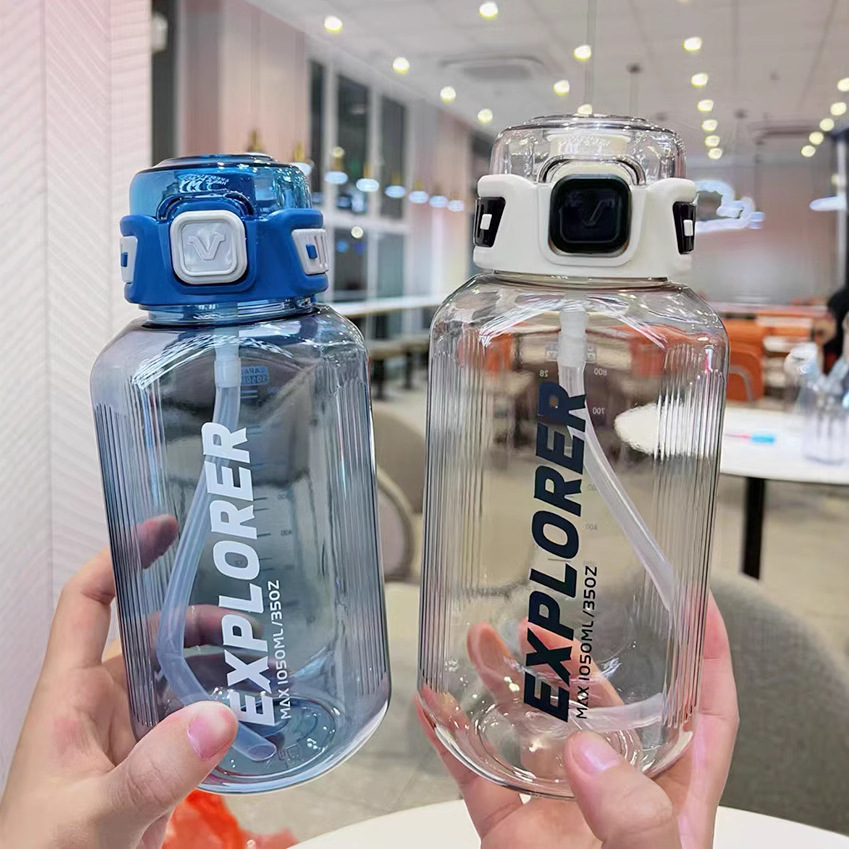 Yitong estudiantes tazas de paja letras tazas de plástico de paja de alta capacidad de 1050ml fitness portátil al aire libre nuevo hervidor de agua