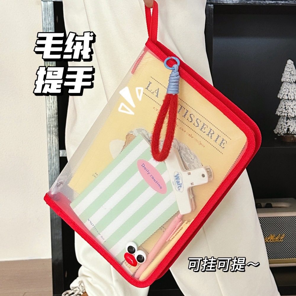 Bolsa de archivo de gran capacidad en color, bolsa de archivo transparente para examen de estudiante, bolsa de almacenamiento de papel de prueba con cremallera A4 al por mayor