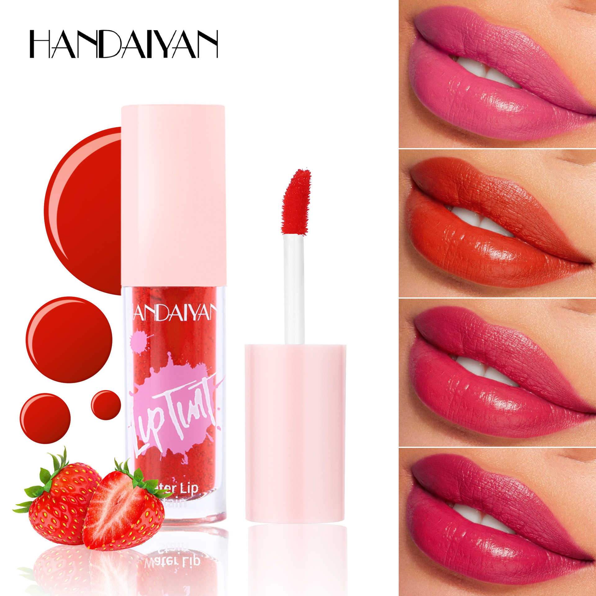 Transfronterizo lápiz labial, maquillaje de color, HANDAIYAN esmalte labial humectante duradero, 6 colores sin taza de tinta labial.