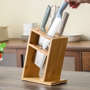 Bamboo Kitchen Knife Storage Rack Multi-Functional Knife Holder Household Kitchen Knife Storage Rack Multi-Functional Bamboo Storage Rack