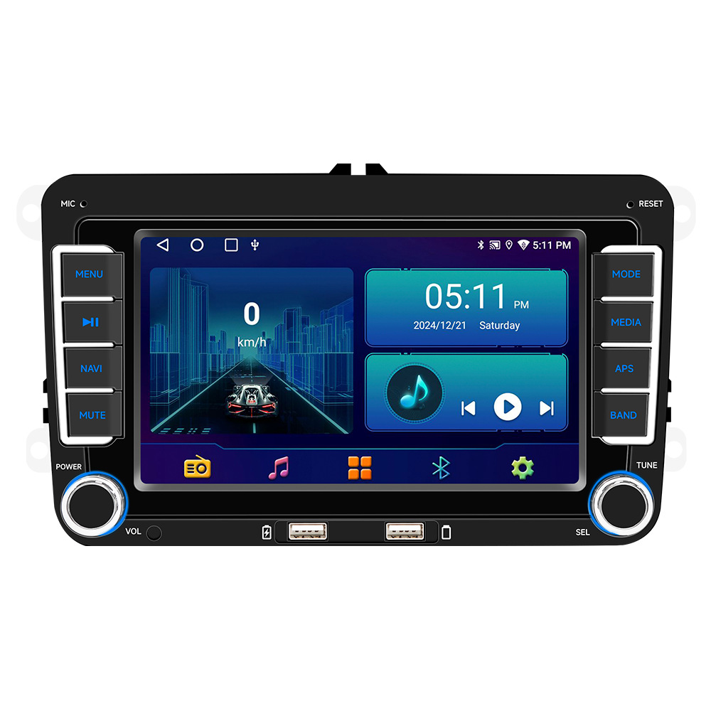 Sistema de navegación para Volkswagen de 7 pulgadas, Hengchen Android GPS de alta definición, pantalla grande, CarPlay inalámbrico, imagen de marcha atrás.