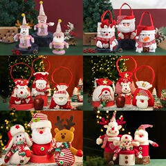 クリスマスシリーズハンドバッグクリスマスイブギフト装飾シリンダーボックス漫画ぬいぐるみ雪だるまヘラジカ巾着ポケット