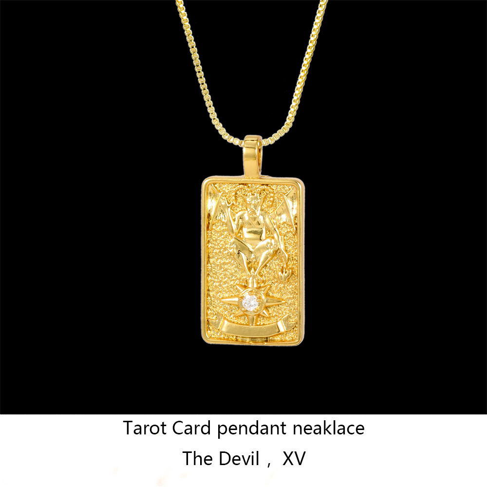 Nuevo nórdico Salomón tarot collar ins moda punk estilo hip hop hombres y mujeres collar con diamante cuadrado collar