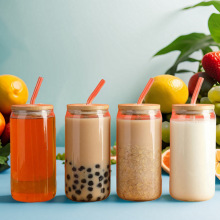 定制梅森杯玻璃瓶可乐杯玻璃水杯易拉罐奶茶咖啡吸管杯网红梅森杯